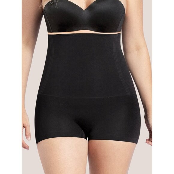 Curveez Signature Control High Waist Boyshort Sz L Black Shapewear Short CUR3700 - Picture 2 of 5